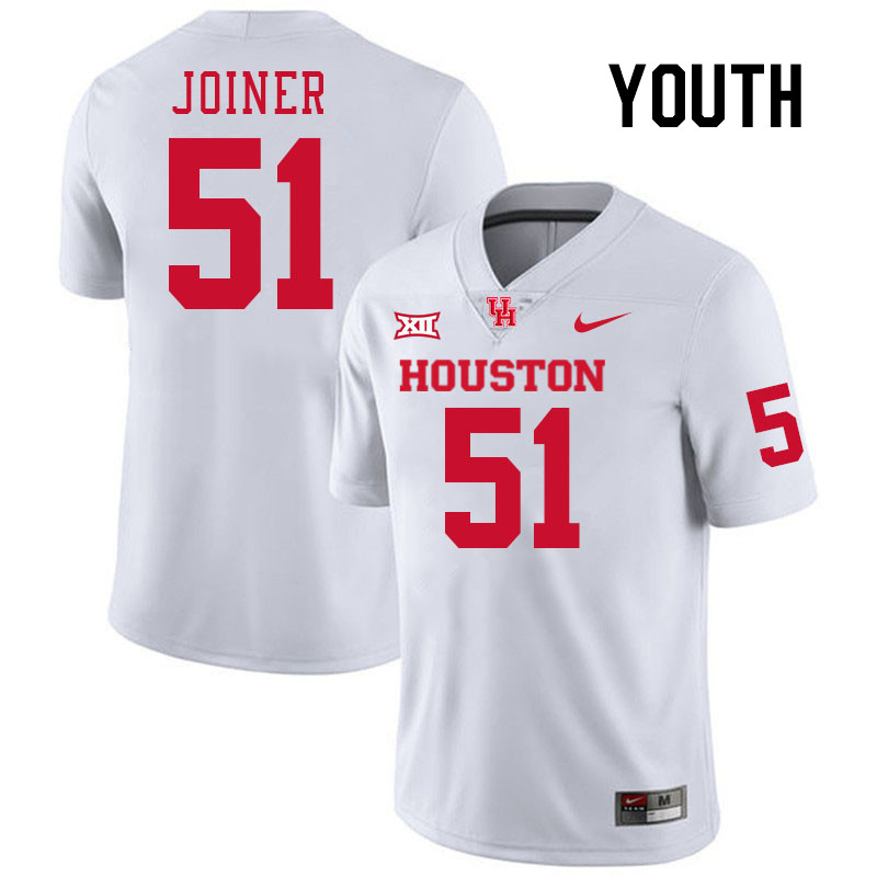 Youth #51 Derek Joiner Houston Cougars College Football Jerseys Stitched-White